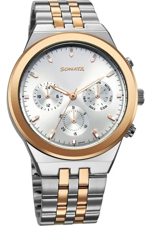 Sonata Eternia Quartz Multifunction Silver Dial Metal Strap Watch For Men