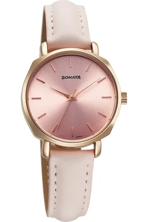Sonata Eternia Quartz Analog Pink Dial Leather Strap Watch For Women