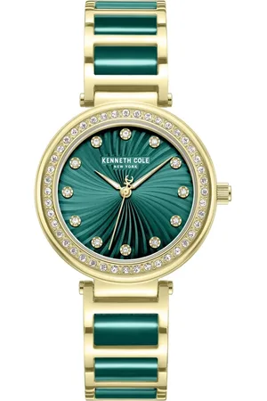 Kenneth Cole Quartz Analog Green Dial Golden Colour Ceramic Strap Watch For Women