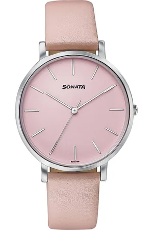 Sonata Pastel Play Quartz Analog Pink Dial Leather Strap Watch For Women