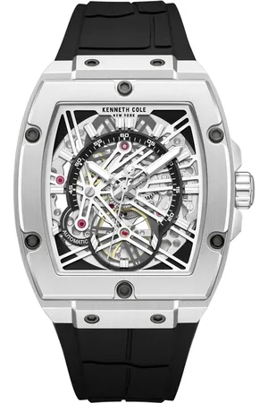 Kenneth Cole Automatic Silver Dial Black Colour Silicone Strap Watch For Men
