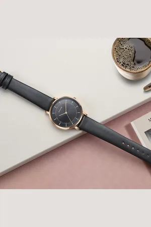 Sonata Modern Edit Quartz Analog Black Dial Leather Strap Watch For Women