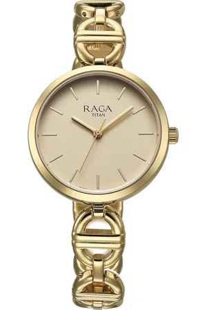 Titan Raga Showstopper Quartz Analog Champagne Dial Metal Strap Watch For Women