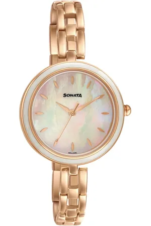 Sonata Wedding Mother of Pearl Dial Women Watch With Metal Strap
