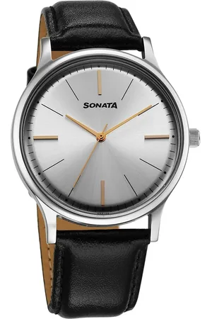 Sonata Aspire Quartz Analog Silver Dial Leather Strap Watch For Men