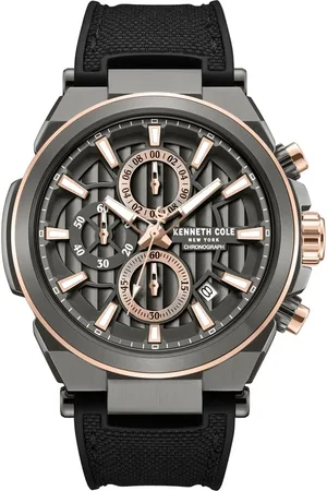 Kenneth Cole Quartz Multifunction Grey Dial Black Colour Silicone Strap Watch For Men