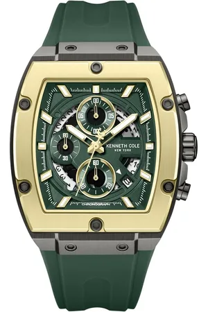 Kenneth Cole Quartz Multifunction Green Dial Green Colour Silicone Strap Watch For Men