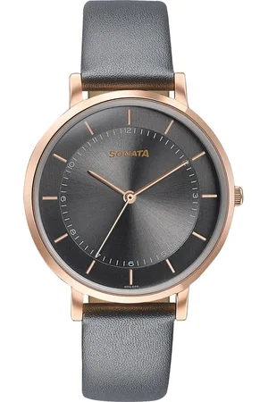 Sonata Modern Edit Quartz Analog Grey Dial Leather Strap Watch For Women