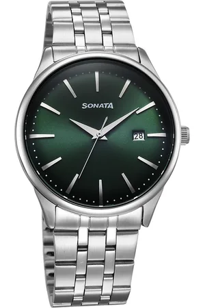 Sonata Eternia Quartz Analog with Date Green Dial Metal Strap Watch For Men
