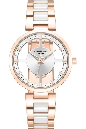 Kenneth Cole Quartz Analog Silver Dial Rose Gold Colour Ceramic Strap Watch For Women