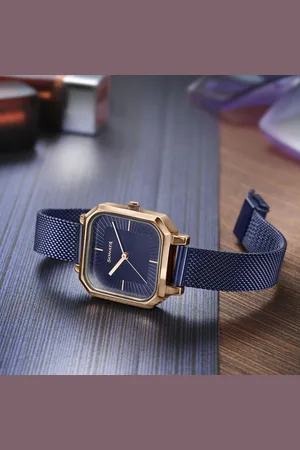 Sonata Modern Edit Quartz Analog Blue Dial Stainless Steel Strap Watch For Women