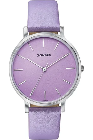Sonata Pastel Play Quartz Analog Lavender Dial Leather Strap Watch For Women