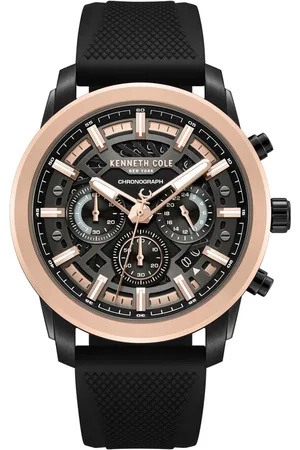 Kenneth Cole Quartz Multifunction Black Dial Black Colour Silicone Strap Watch For Men