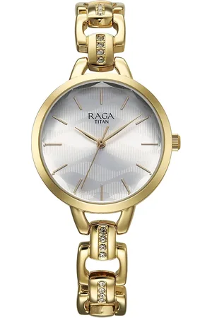 Titan Raga Showstopper Quartz Analog Silver Dial Metal Strap Watch For Women