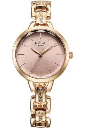 Titan Raga Showstopper Quartz Analog Rose Gold Dial Metal Strap Watch For Women