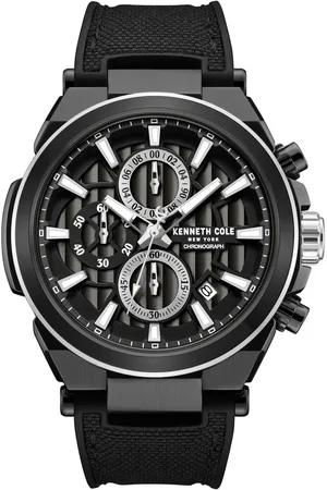 Kenneth Cole Quartz Multifunction Black Dial Black Colour Silicone Strap Watch For Men