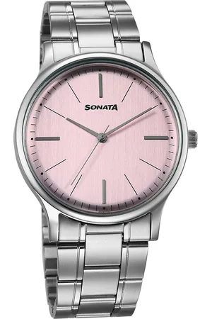 Sonata Aspire Quartz Analog Pink Dial Stainless Steel Strap Watch For Men