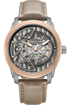 Kenneth Cole Automatic Grey Dial Brown Colour Leather Strap Watch For Men