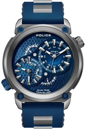 Police Quartz Analog Black Dial Blue Colour Silicone Strap Watch For Men