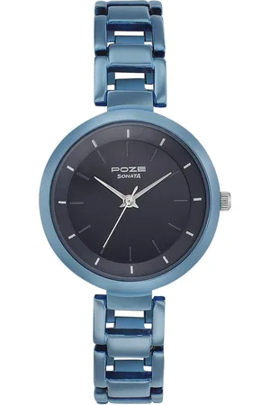 Sonata Poze by Quartz Analog Blue Dial Metal Strap Watch for Women