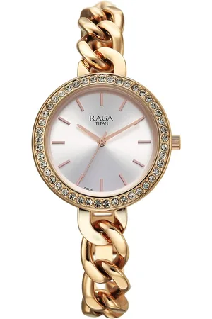 Titan Raga Showstopper Quartz Analog Silver Dial Metal Strap Watch For Women