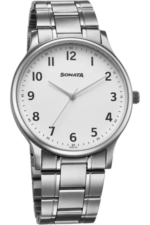 Sonata Aspire Quartz Analog White Dial Stainless Steel Strap Watch For Men