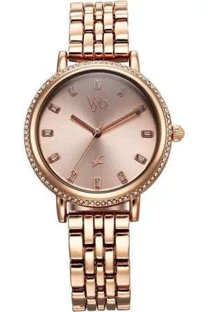 Fastrack Vyb Enigma Quartz Analog Rose Gold Dial Rose Gold Metal Strap Watch For Women