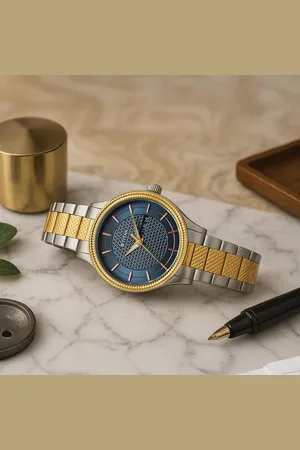 Titan Karishma Wedding Edit Quartz Analog with Day and Date Blue Dial Stainless Steel Strap Watch For Men