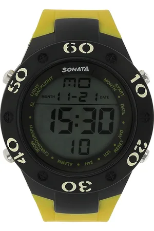 SF Digital Dial Yellow Plastic Strap Watch for Men