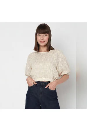 AsYou underwired crop polo top in ecru
