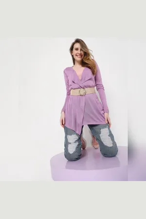 VERO MODA Women Lilac Purple Shrug, Long Sleeves, Front Open