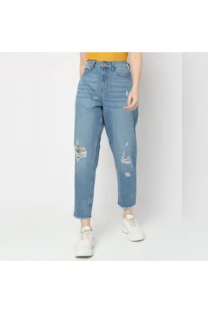 Blue High Rise Girlfriend Jeans