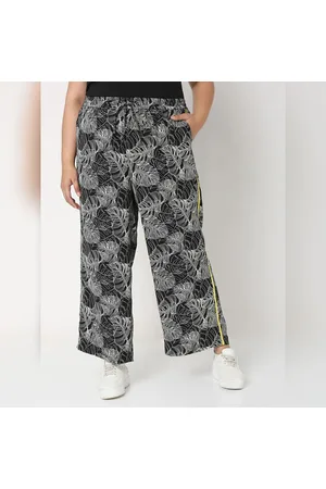 Linen Rich Printed Wide Leg Buttoned Pants