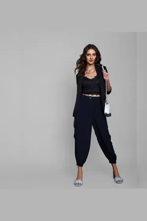 VERO MODA Women Navy Blue Mid Rise Jogger Pants