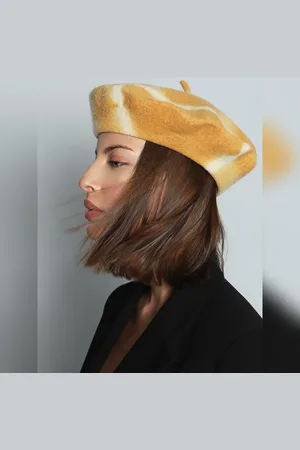 VERO MODA Women Yellow Tie-Dye Beret