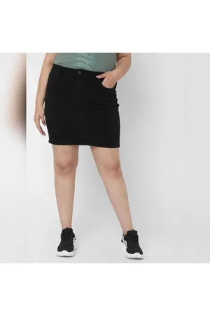 Buy LIFE Black A-Line Fit Mid Thigh Cotton Lycra Womens Denim Skirt |  Shoppers Stop