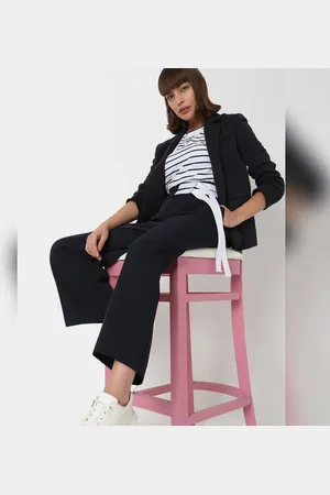 VERO MODA Women Navy Blue High Rise Wide Leg Pants