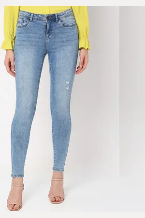 VERO MODA Women Light Blue Mid Rise Distressed Wendy Skinny Jeans