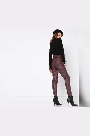 VERO MODA Women Burgundy Mid Rise Paperbag Pants