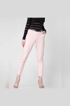 VERO MODA Women Pink Mid Rise Slim Trousers