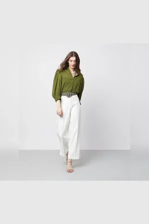 VERO MODA Women Green Shirt, 3/4th Sleeves, Shirt Collar