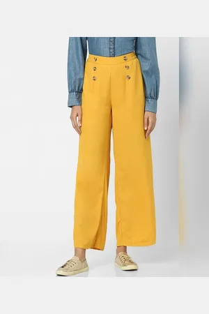 VERO MODA Women Yellow High Rise Flared Pants
