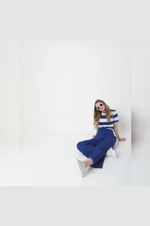 VERO MODA Women Blue High Rise Co-ord Set Pants