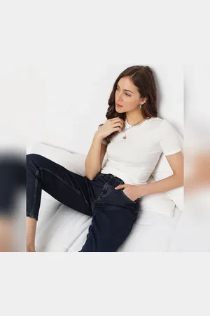 VERO MODA Women White Solid T-shirt, Short Sleeves, Round Neck