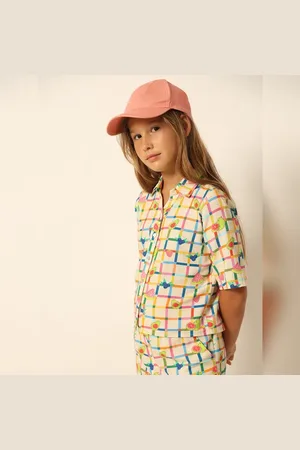VERO MODA Girls Multi-Colour Check Co-ord Set Shirt, Short Sleeves