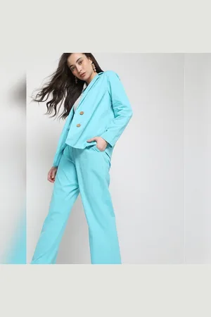 VERO MODA Women Blue High Rise Tailored Co-ord Set Pants