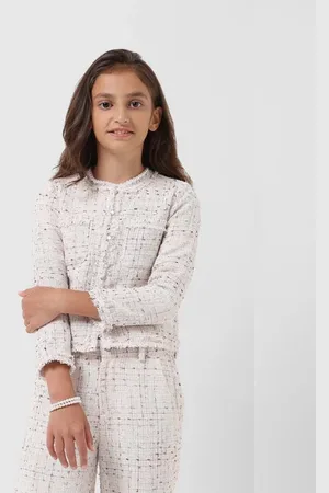 VERO MODA Girls GIRL White Yard Dyed Shirt, Long Sleeves