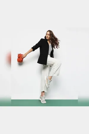 VERO MODA Women Beige High Rise Striped Linen Pants
