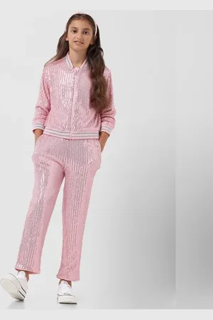 VERO MODA Girls GIRL Pink Sequinned Straight Fit Pants
