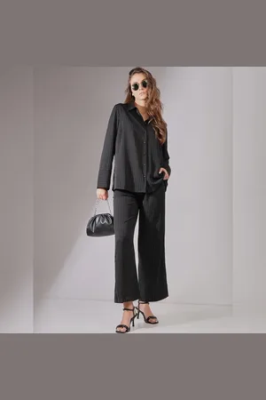 VERO MODA Women Black Striped Co-ord Set Pants